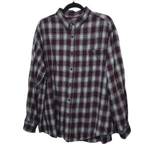 St. John's Bay Red Plaid Long Sleeve Button Up Shirt 2XL
